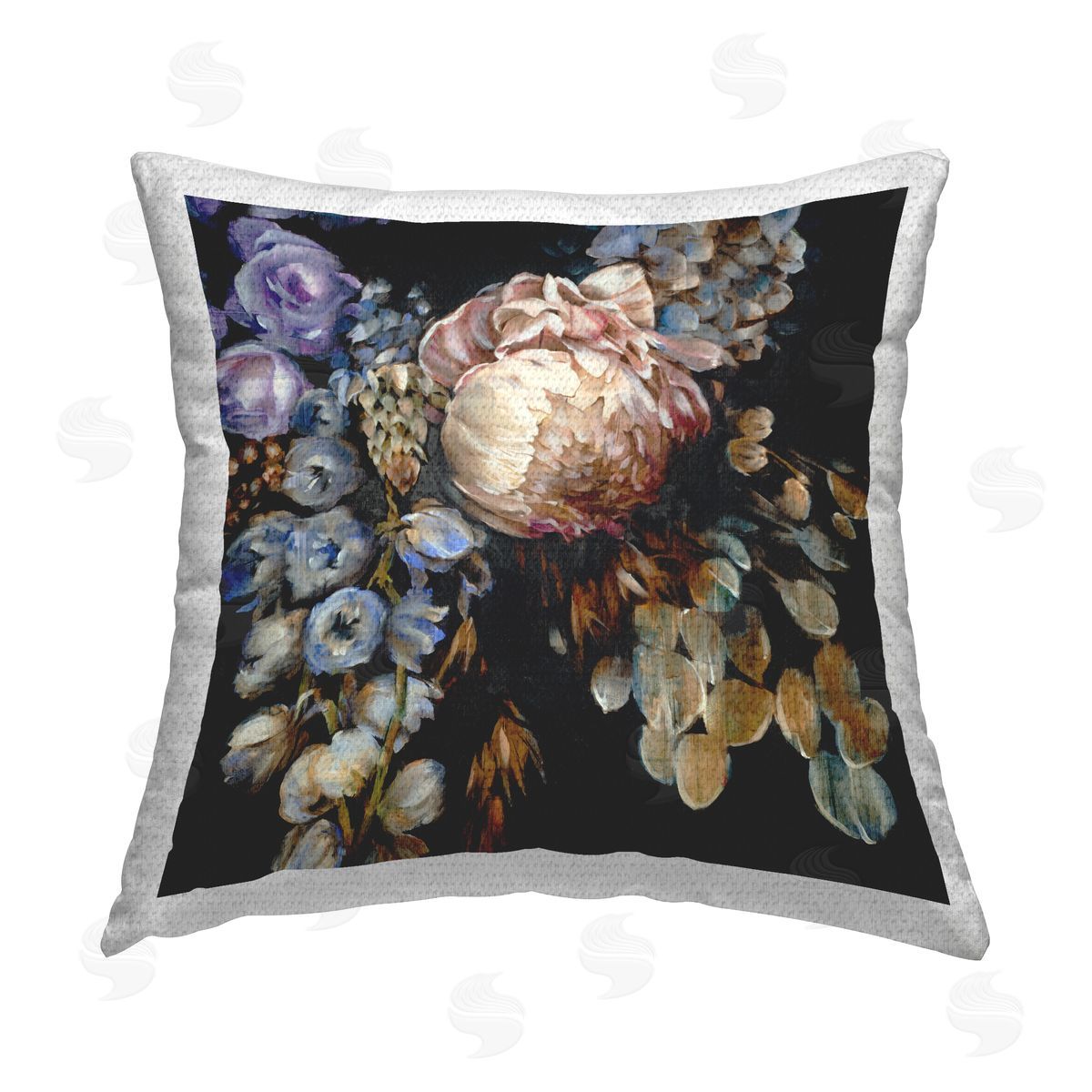 Traditional Dark Flower Arrangement Outdoor Printed Pillow, Home Decor by Liz Jardine
