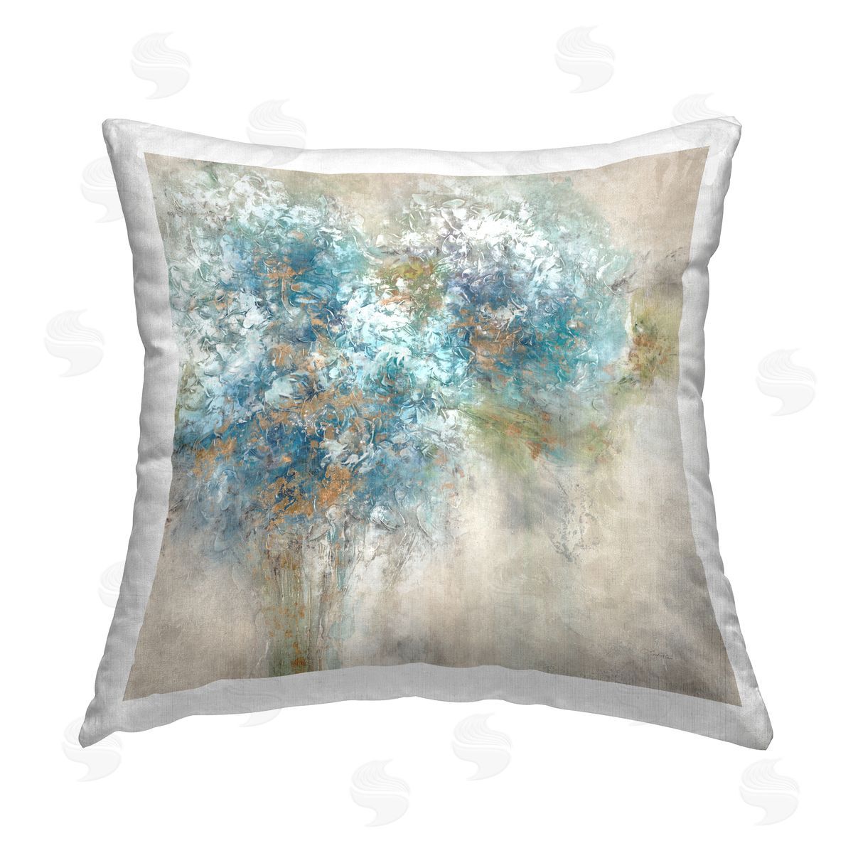 Abstract Blue Hydrangea Bouquets Decorative Printed Pillow, Home Decor by Leah Rei