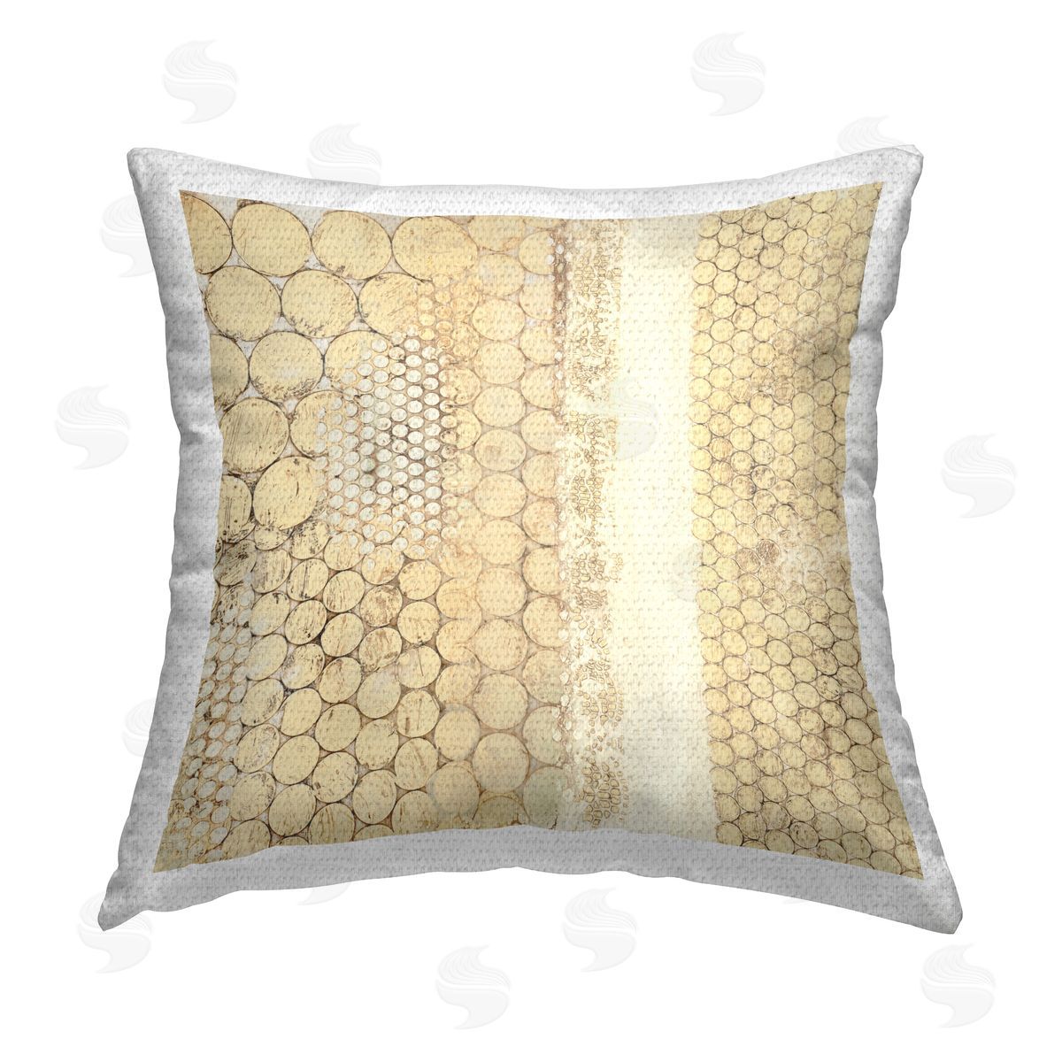 Patterned Beige Abstract Shapes Outdoor Printed Pillow, Home Decor by Laura Van Horne