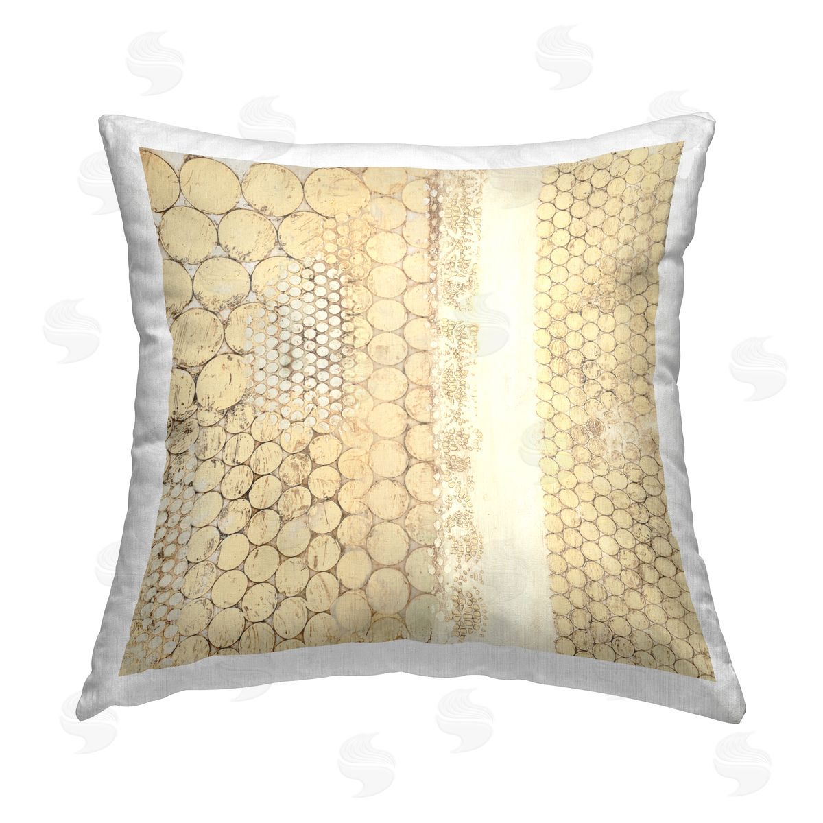 Patterned Beige Abstract Shapes Decorative Printed Pillow, Home Decor by Laura Van Horne