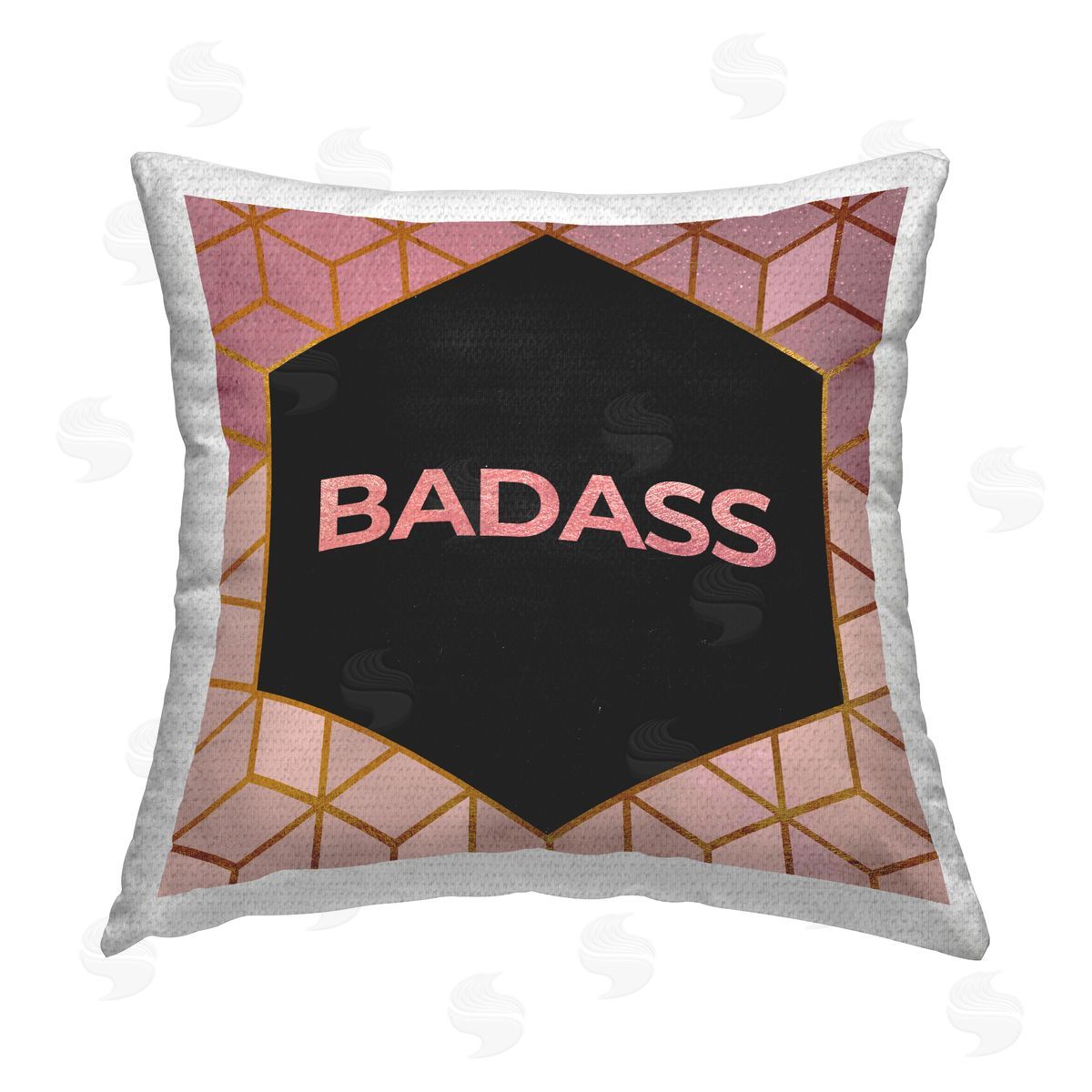 Pink Patterned Bad*ss Phrase Outdoor Printed Pillow, Home Decor by Elephant Stock