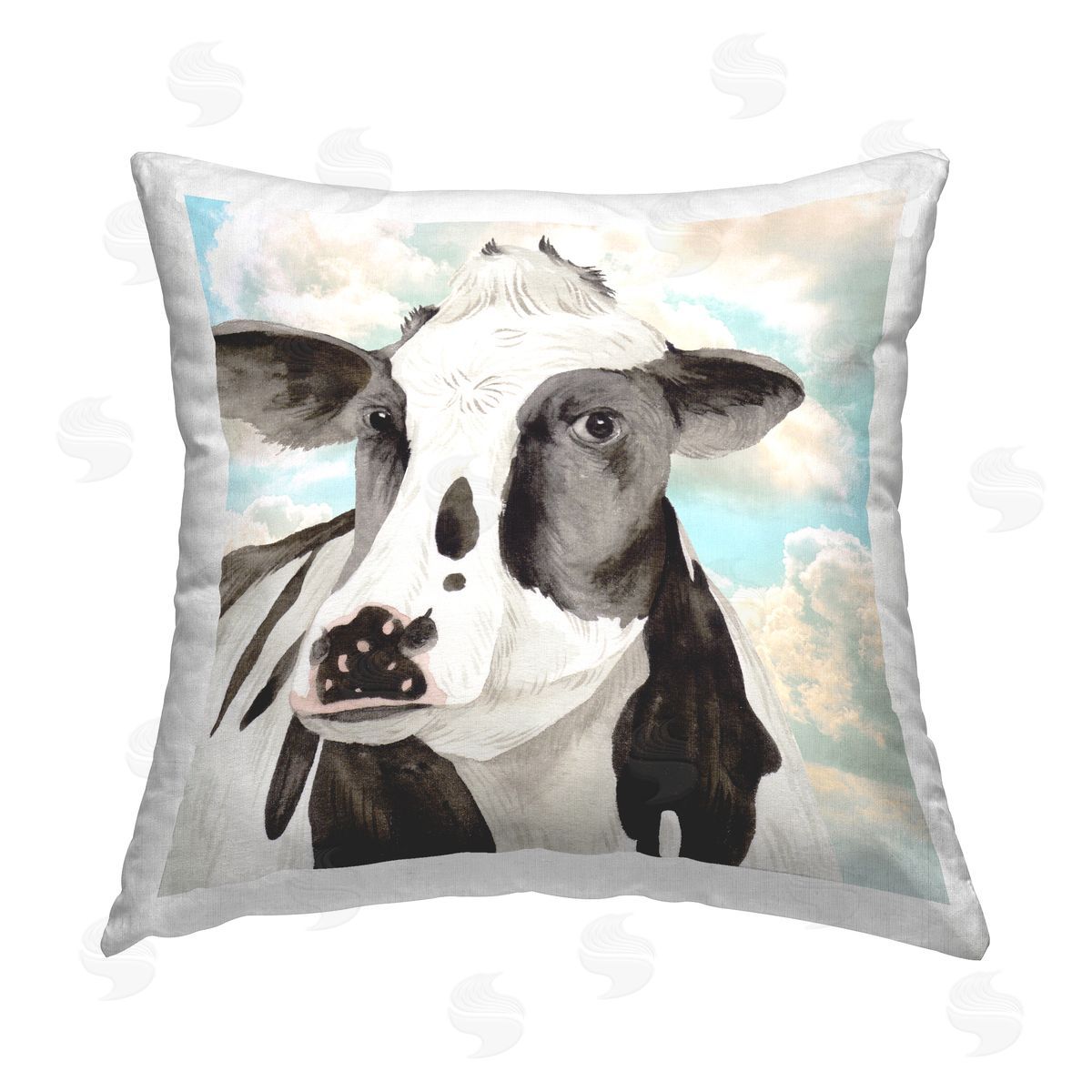 Farm Cow & Cloudy Sky Decorative Printed Pillow, Home Decor by Melissa Wang