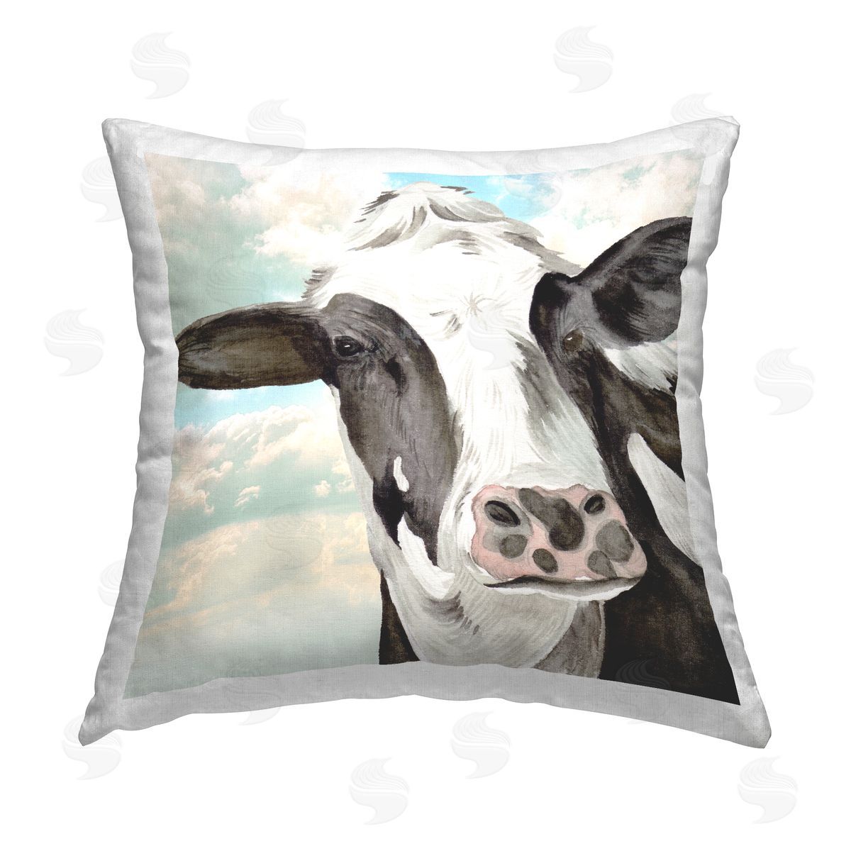 Cow Gazing Cloudy Sky Decorative Printed Pillow, Home Decor by Melissa Wang
