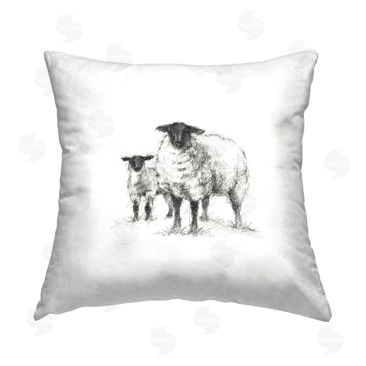 Minimal Sheep & Lamb Decorative Printed Pillow, Home Decor by Ethan Harper