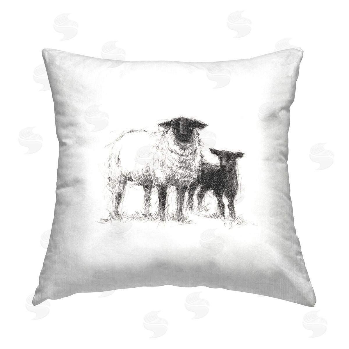 Sheep & Lamb on White Decorative Printed Pillow, Home Decor by Ethan Harper