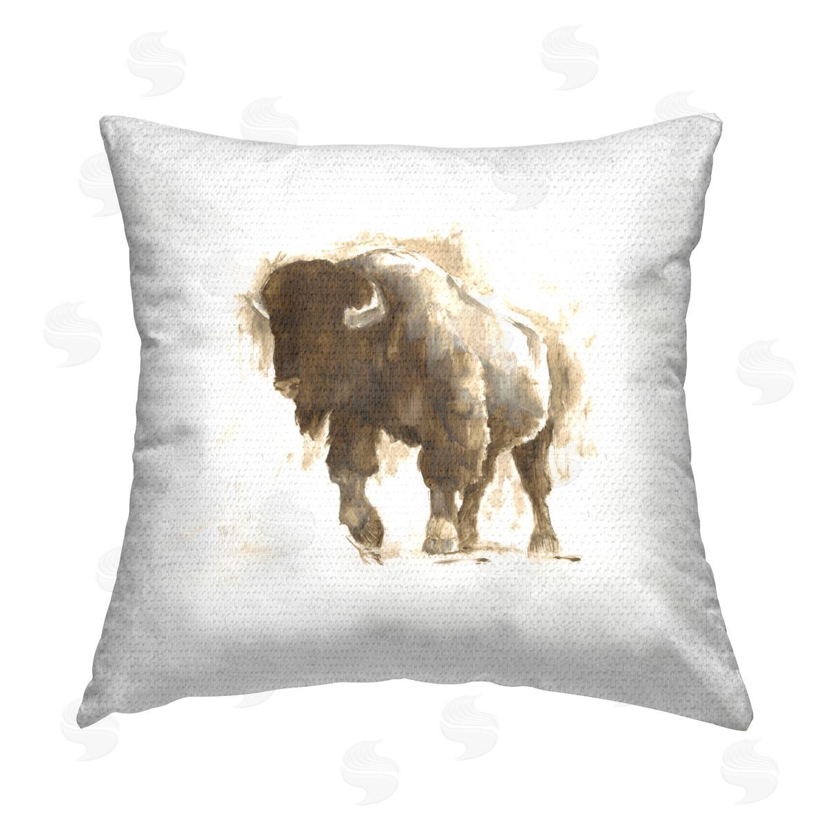 Brown Bison Wildlife Outdoor Printed Pillow, Home Decor by Ethan Harper