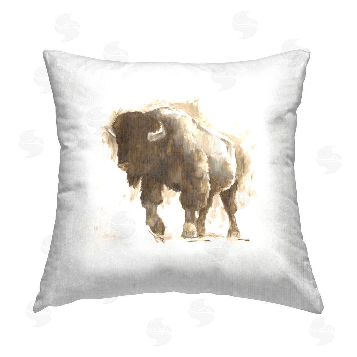 Brown Bison Wildlife Decorative Printed Pillow, Home Decor by Ethan Harper