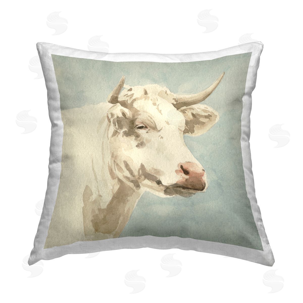 Watercolor Style Cattle Decorative Printed Pillow, Home Decor by Emma Caroline