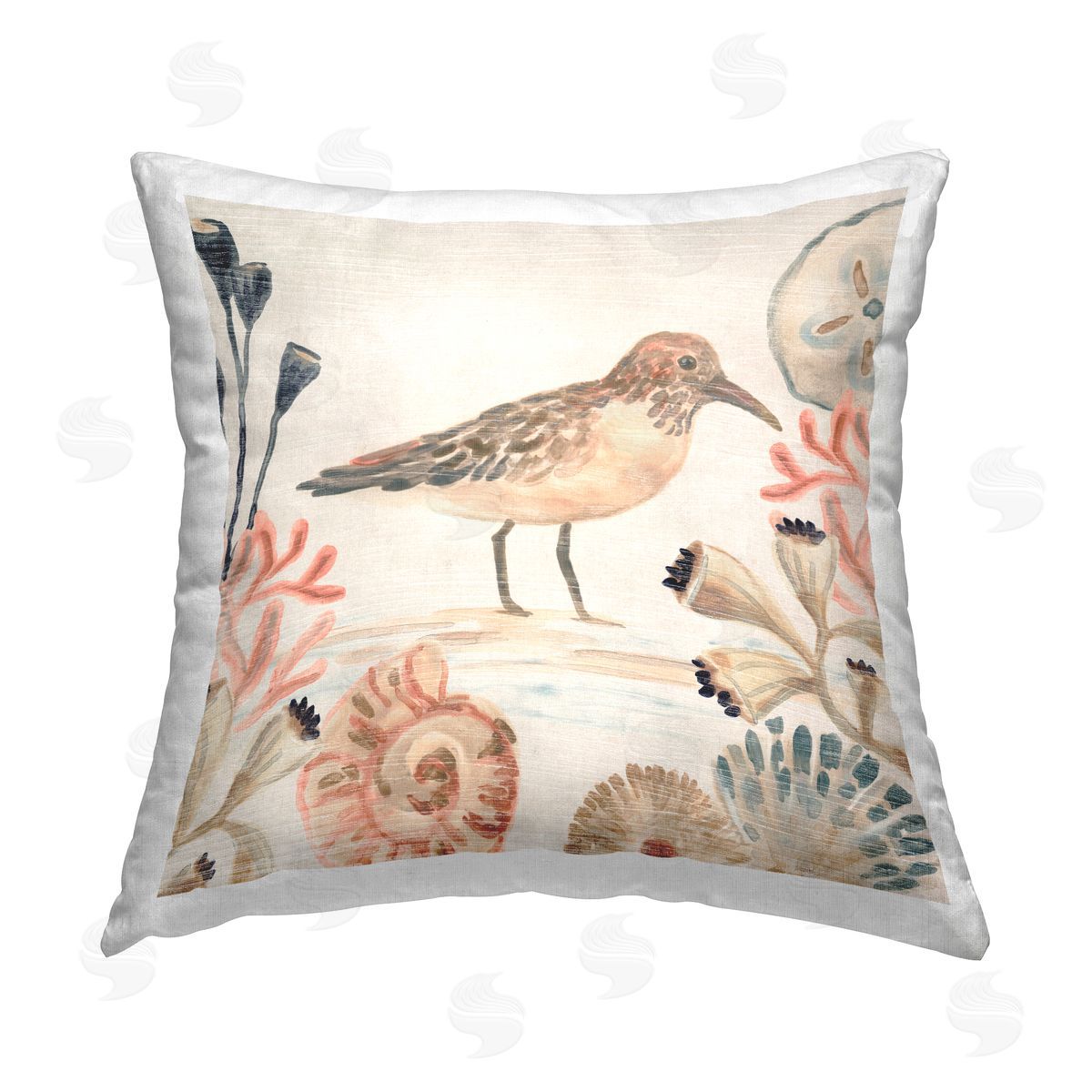 Bird on Shoreline Decorative Printed Pillow, Home Decor by June Erica Vess