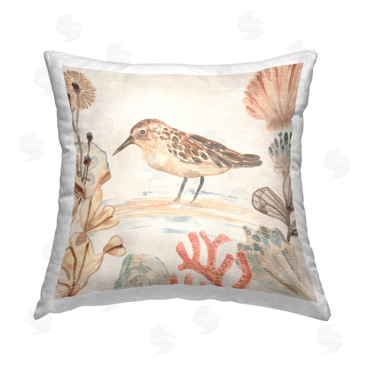Sandpiper & Sea Botanicals Decorative Printed Pillow, Home Decor by June Erica Vess