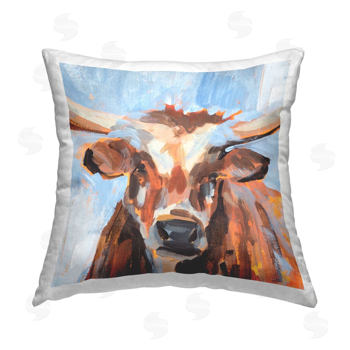 Abstract Farm Cattle Portait Decorative Printed Pillow, Home Decor by Annie Warren
