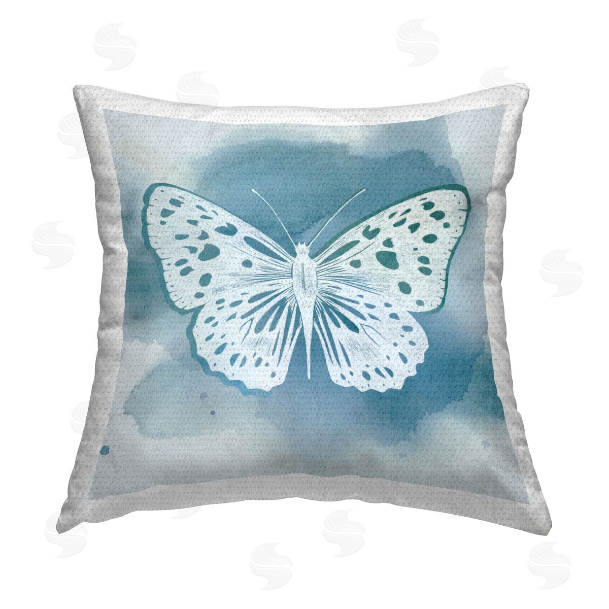Modern Blue Butterfly Outdoor Printed Pillow, Home Decor by Grace Popp