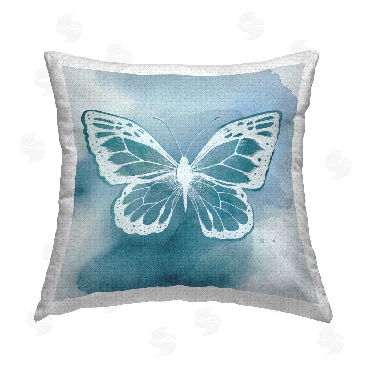 Blue Butterfly Splash Outdoor Printed Pillow, Home Decor by Grace Popp