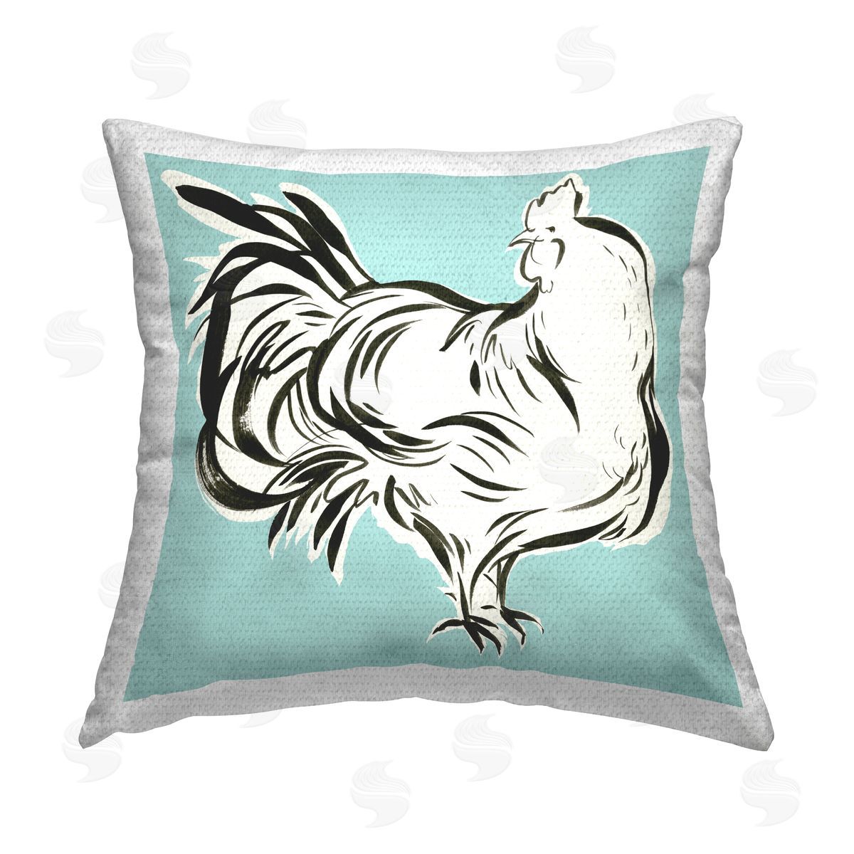 Hen Doodle on Turquoise Outdoor Printed Pillow, Home Decor by Laura Marr