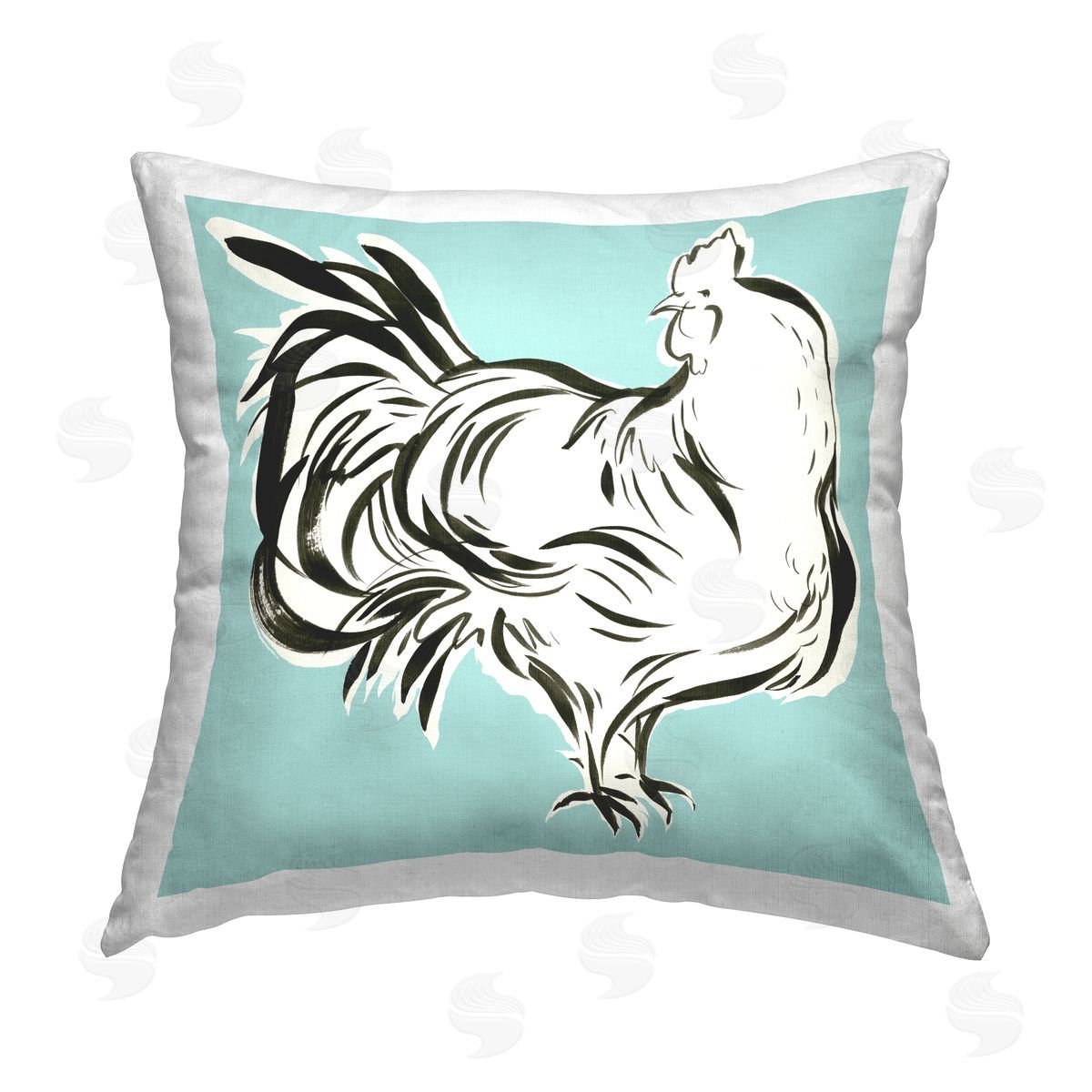 Hen Doodle on Turquoise Decorative Printed Pillow, Home Decor by Laura Marr