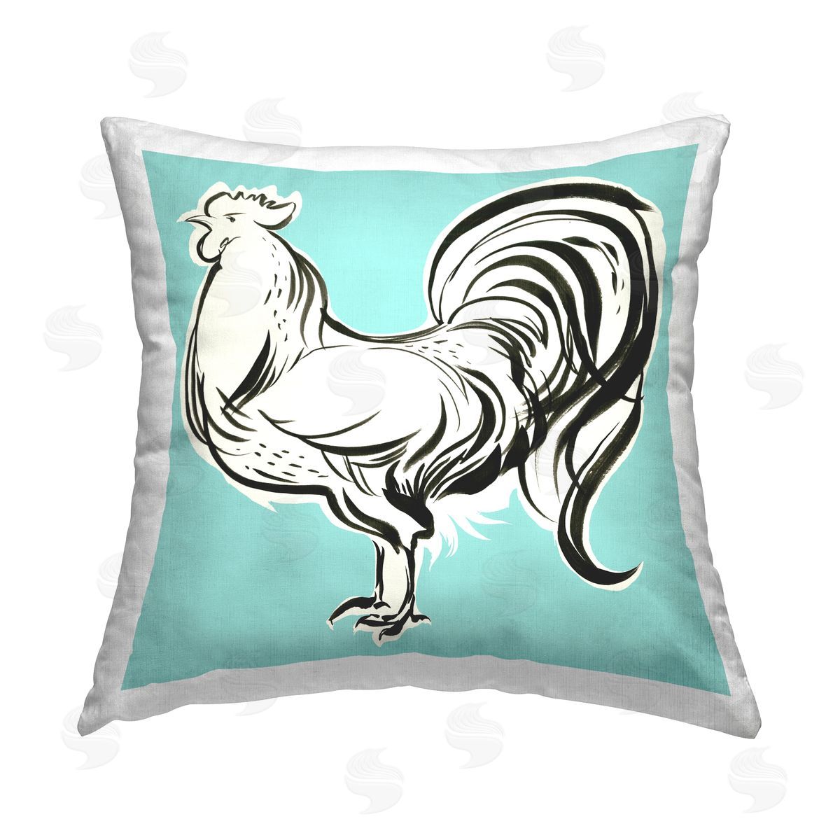 Abstract Rooster Doodle Decorative Printed Pillow, Home Decor by Laura Marr