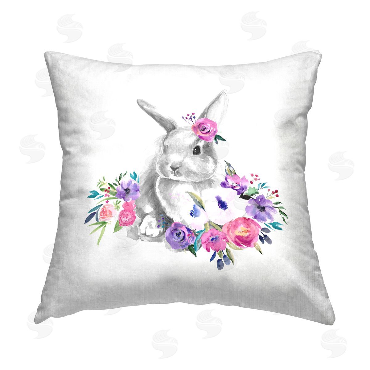 Spring Florals Bunny Decorative Printed Pillow, Home Decor by Jennifer Paxton Parker