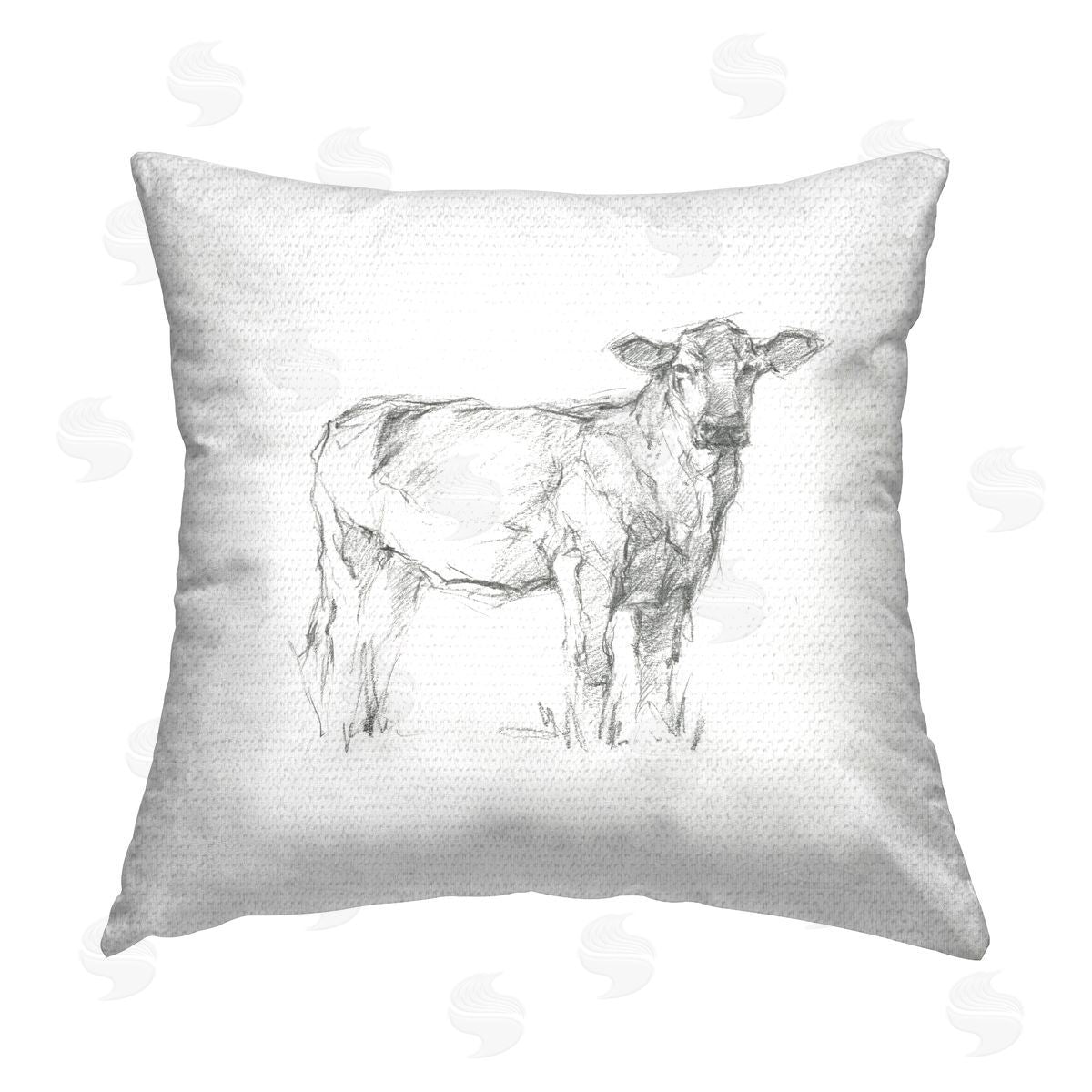 Minimal Cow Sketch Style Outdoor Printed Pillow, Home Decor by Ethan Harper