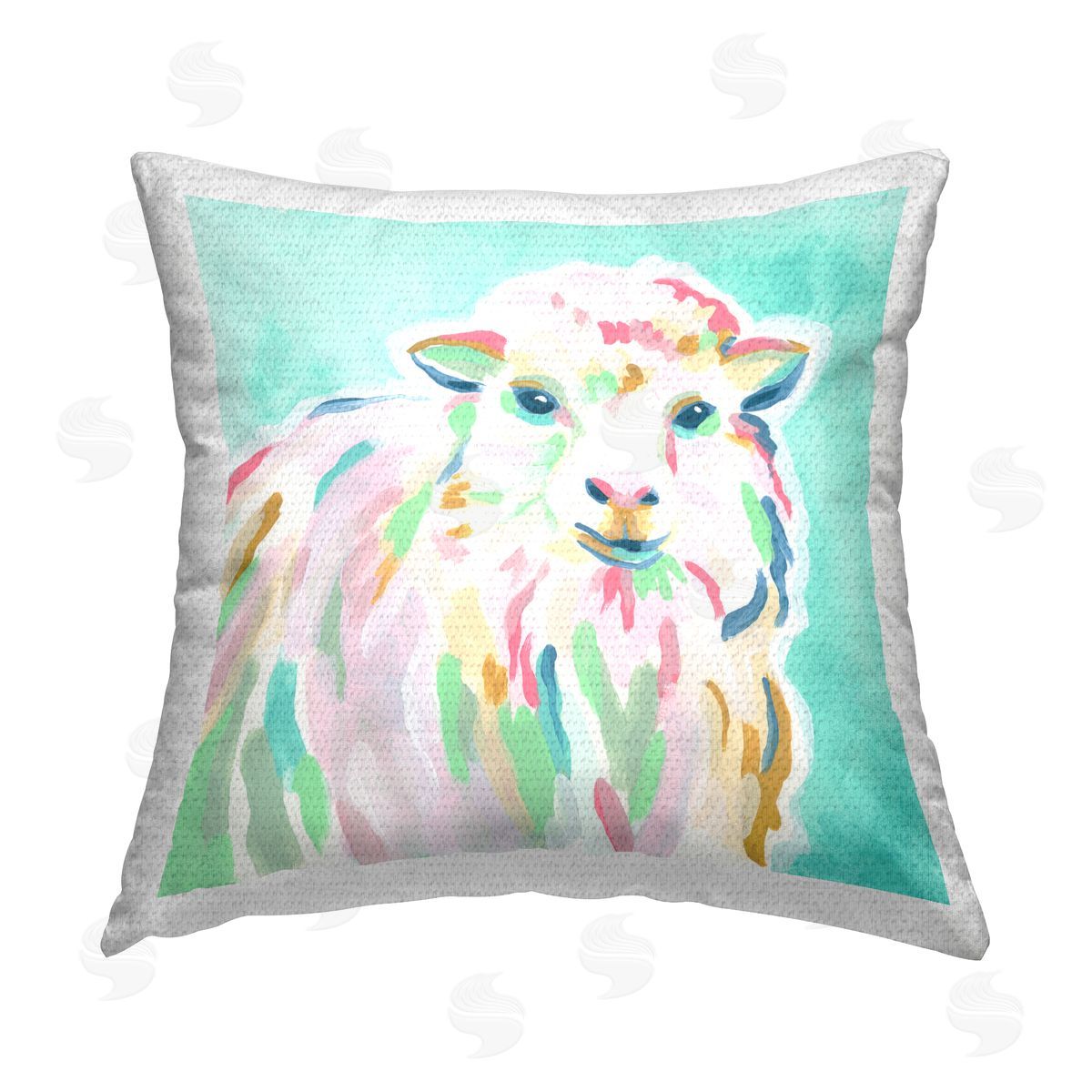 Blue Modern Sheep Outdoor Printed Pillow, Home Decor by June Erica Vess