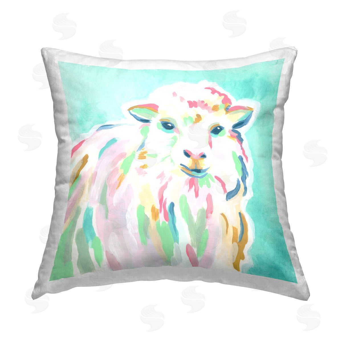 Blue Modern Sheep Decorative Printed Pillow, Home Decor by June Erica Vess