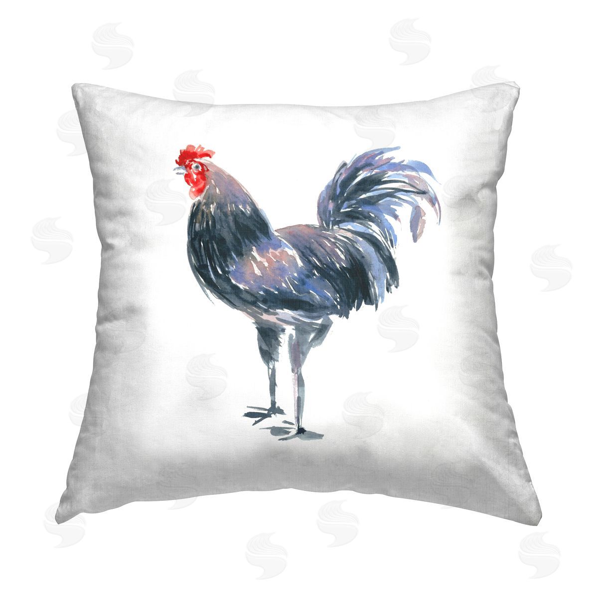 Rooster on White Decorative Printed Pillow, Home Decor by Claudia Bianchi