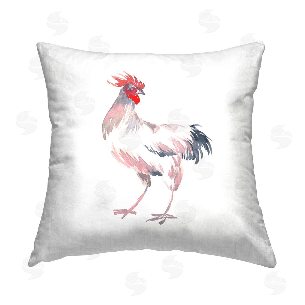 White Rooster Portrait Decorative Printed Pillow, Home Decor by Claudia Bianchi