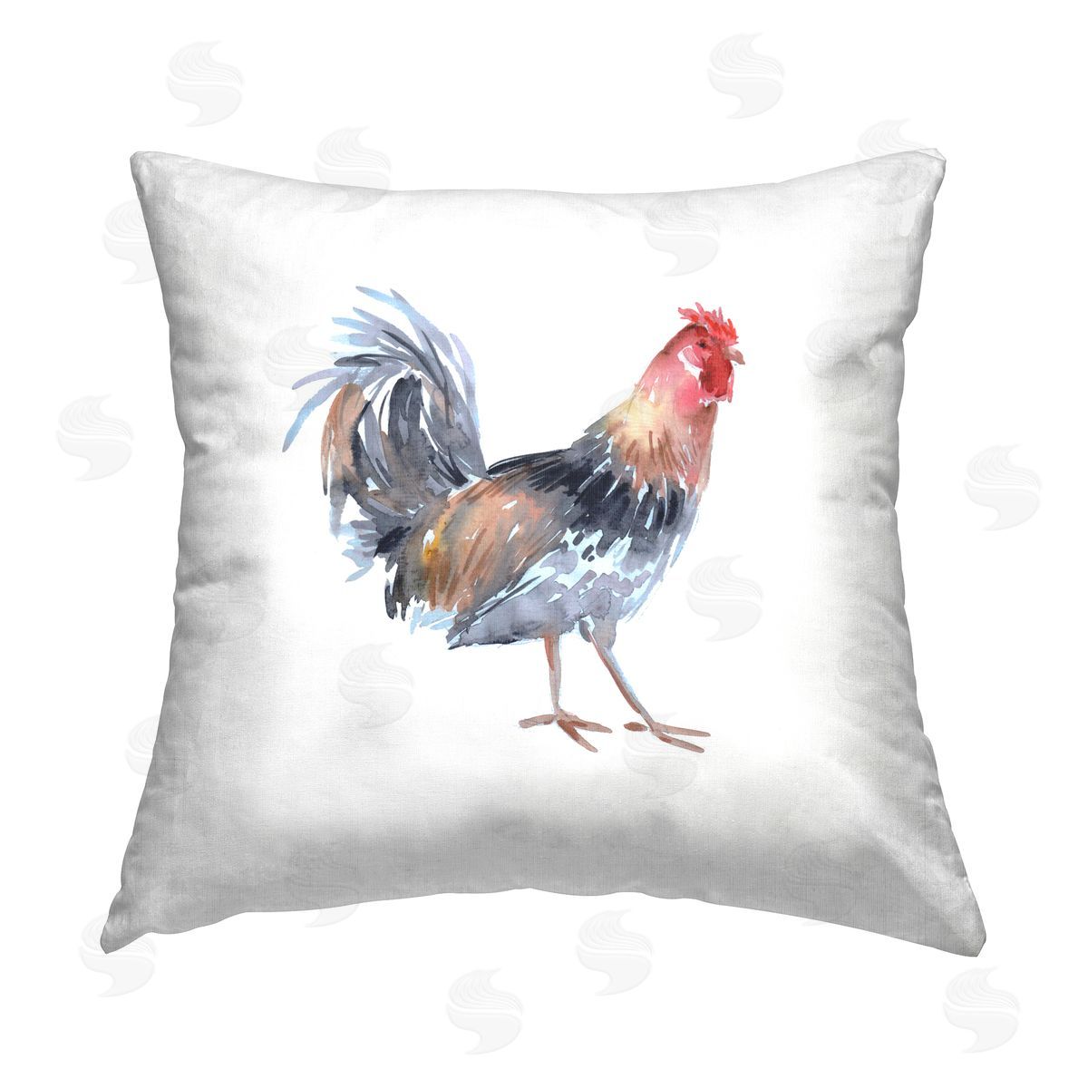Rural Farm Rooster Decorative Printed Pillow, Home Decor by Claudia Bianchi