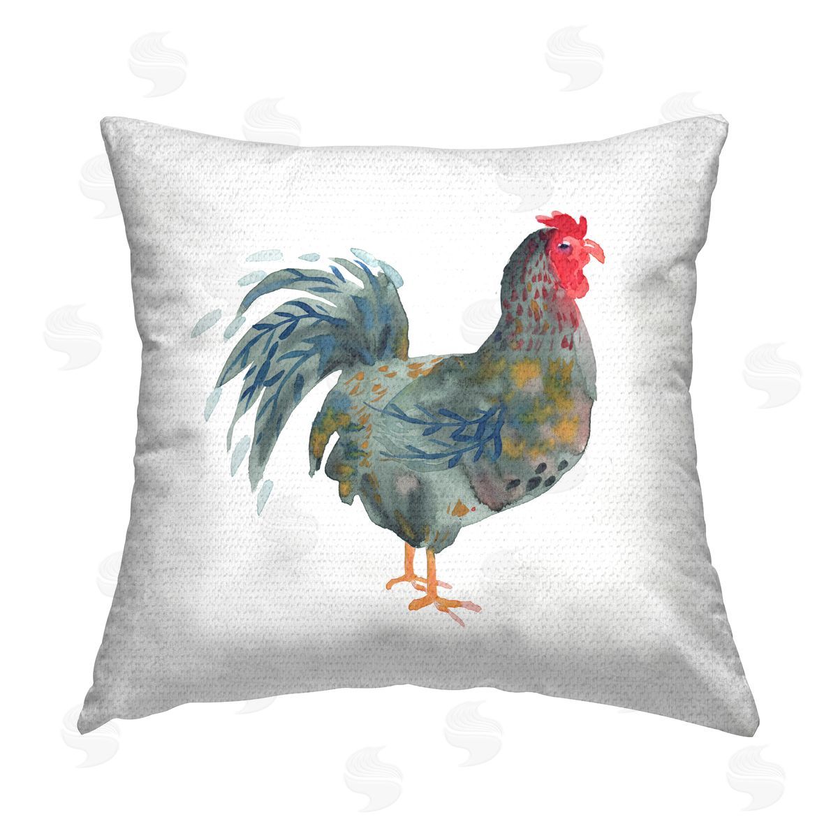 Modern Patterned Rooster Outdoor Printed Pillow, Home Decor by Claudia Bianchi