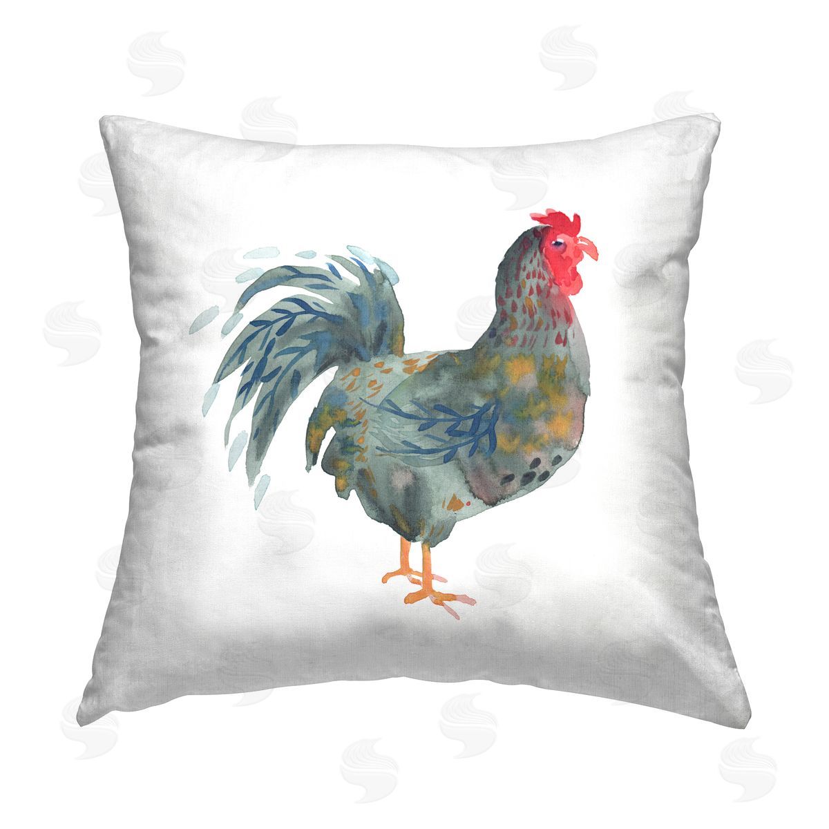 Modern Patterned Rooster Decorative Printed Pillow, Home Decor by Claudia Bianchi