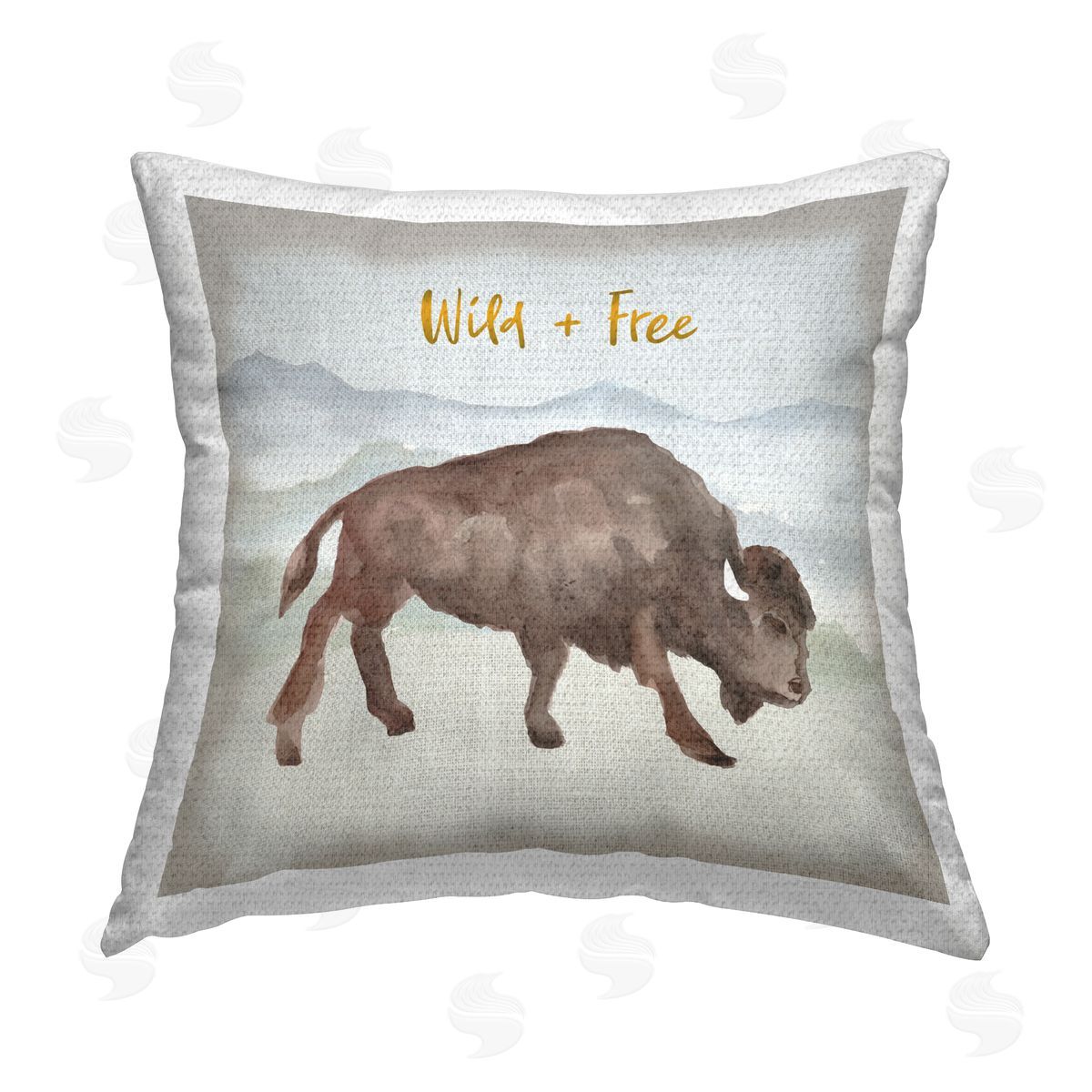 Wild & Free Bison Outdoor Printed Pillow, Home Decor by Corinne Haig