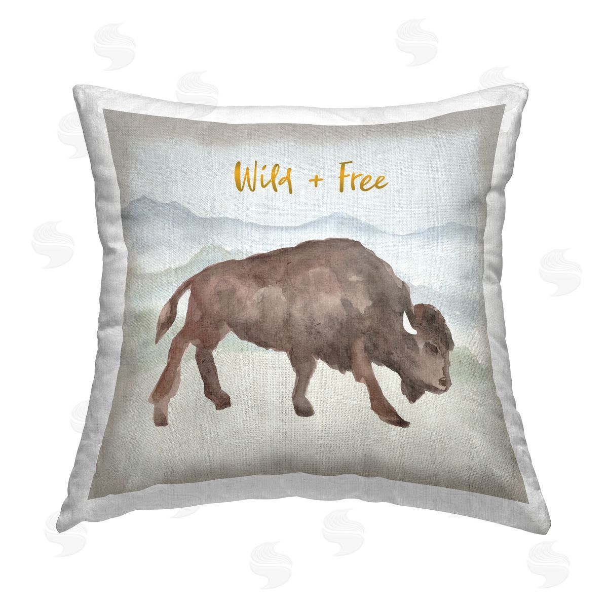 Wild & Free Bison Decorative Printed Pillow, Home Decor by Corinne Haig