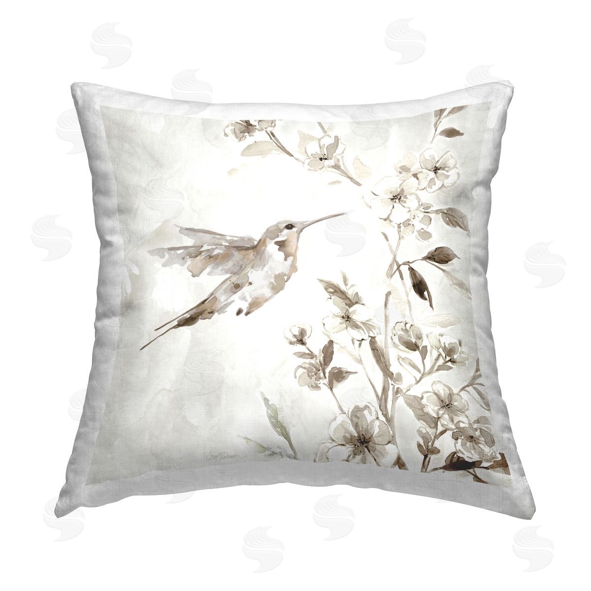 Hummingbird with Flowers Decorative Printed Pillow, Home Decor by Carol Robinson