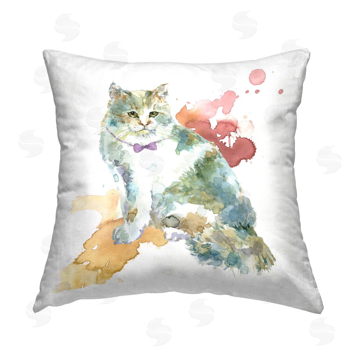 Cat with Bowtie Splash Decorative Printed Pillow, Home Decor by Livi and Finn