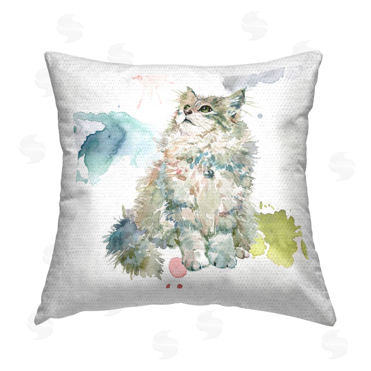 Cat on Modern Splash Outdoor Printed Pillow, Home Decor by Livi and Finn