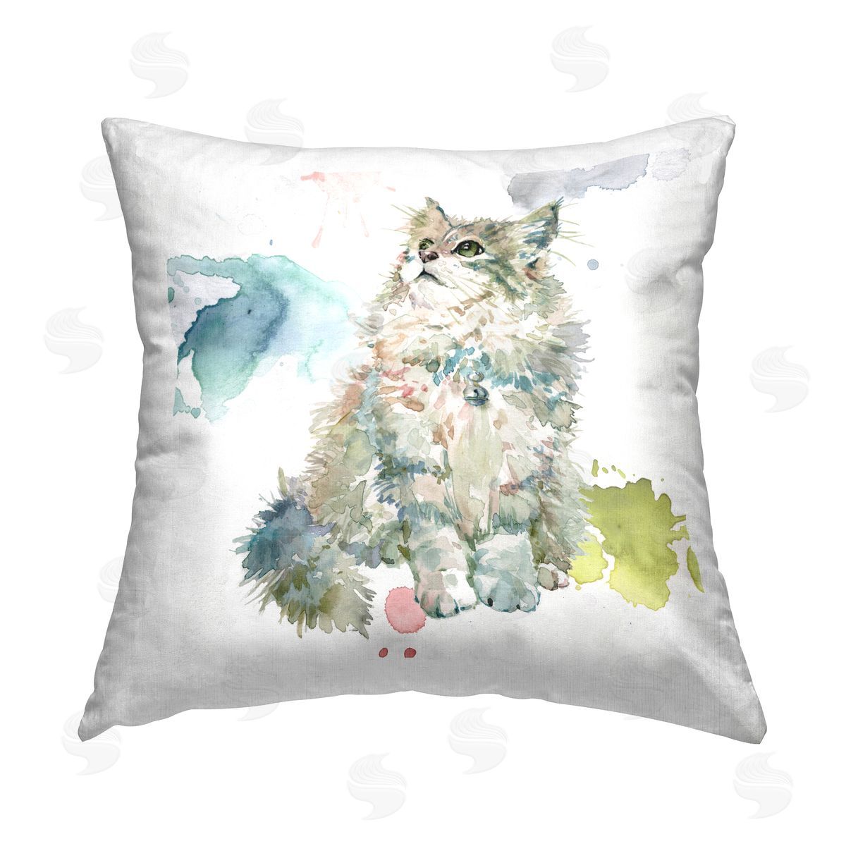 Cat on Modern Splash Decorative Printed Pillow, Home Decor by Livi and Finn
