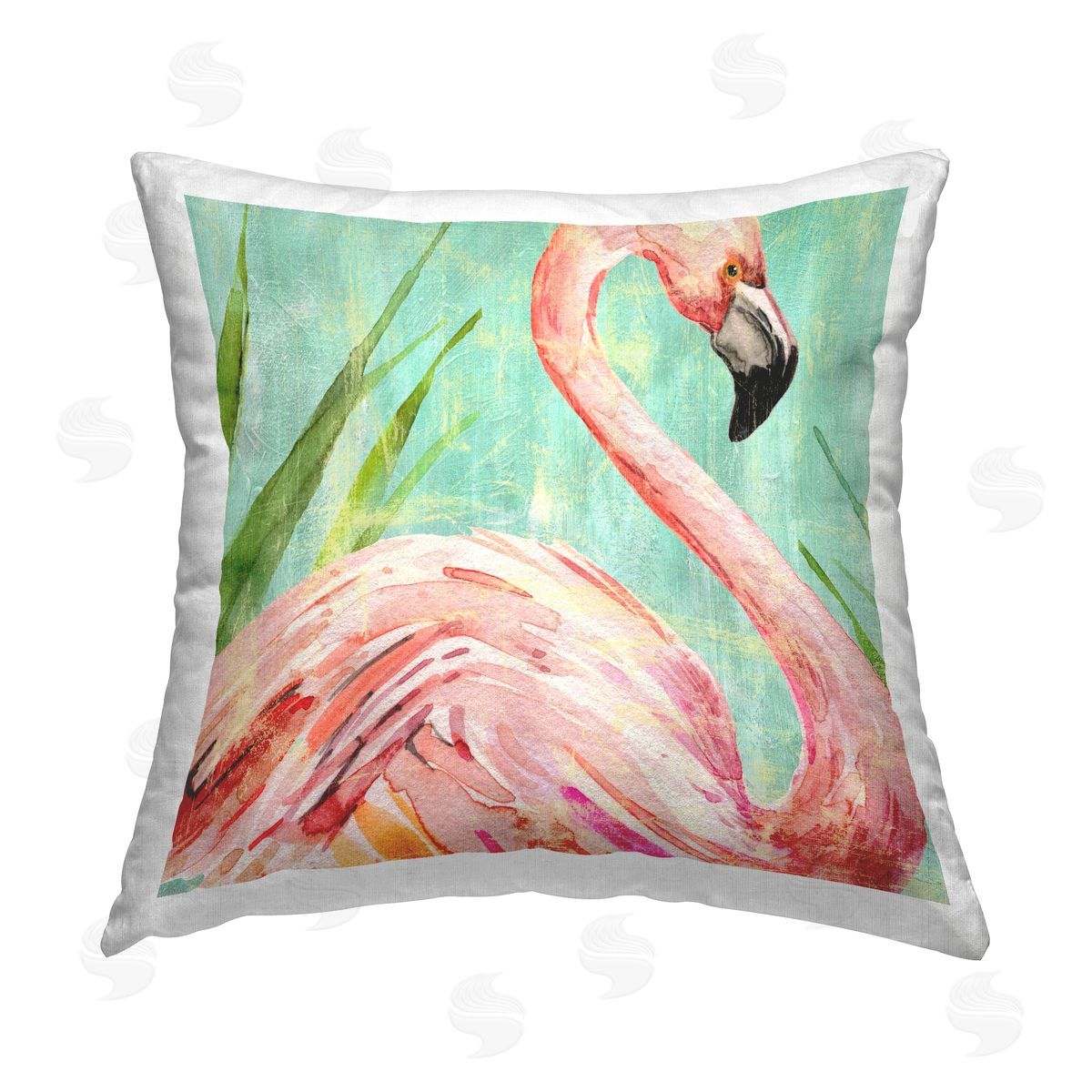 Tropical Flamingo on Green Decorative Printed Pillow, Home Decor by Livi and Finn