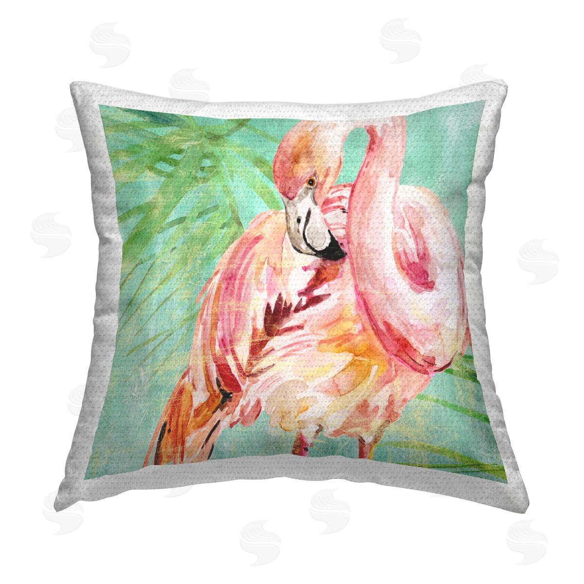 Flamingo and Palm Leaves Outdoor Printed Pillow, Home Decor by Livi and Finn