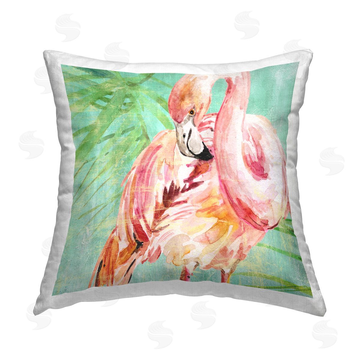 Flamingo and Palm Leaves Decorative Printed Pillow, Home Decor by Livi and Finn
