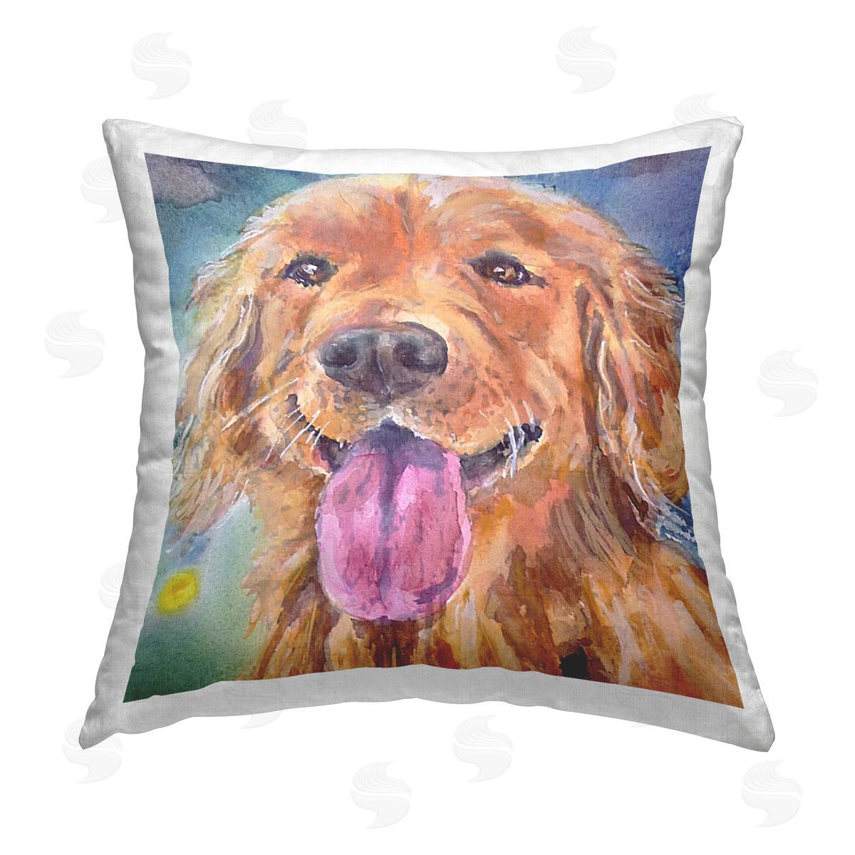 Happy Golden Retriever Decorative Printed Pillow, Home Decor by MB Cunningham