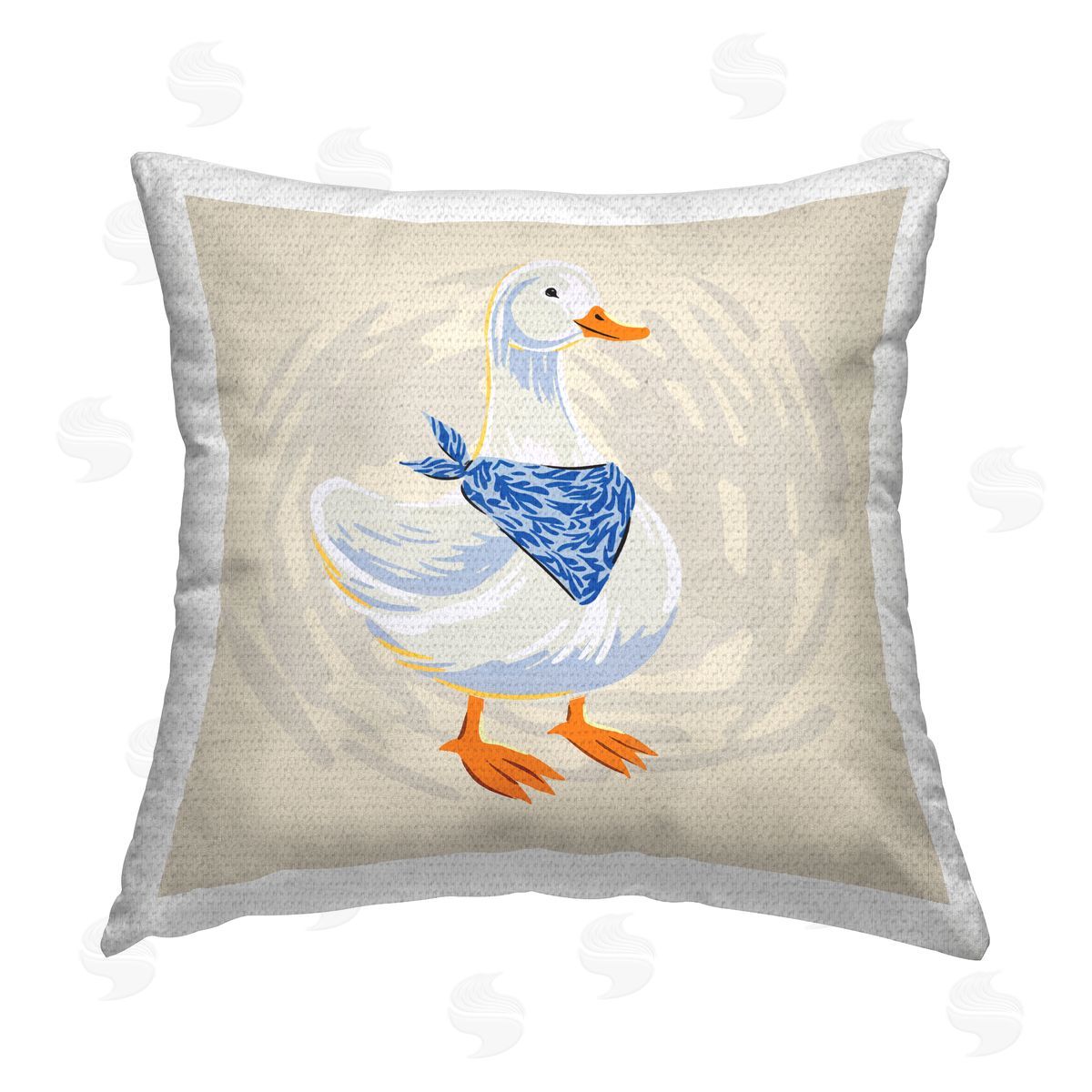Duck in Blue Bandana Outdoor Printed Pillow, Home Decor by Ziwei Li