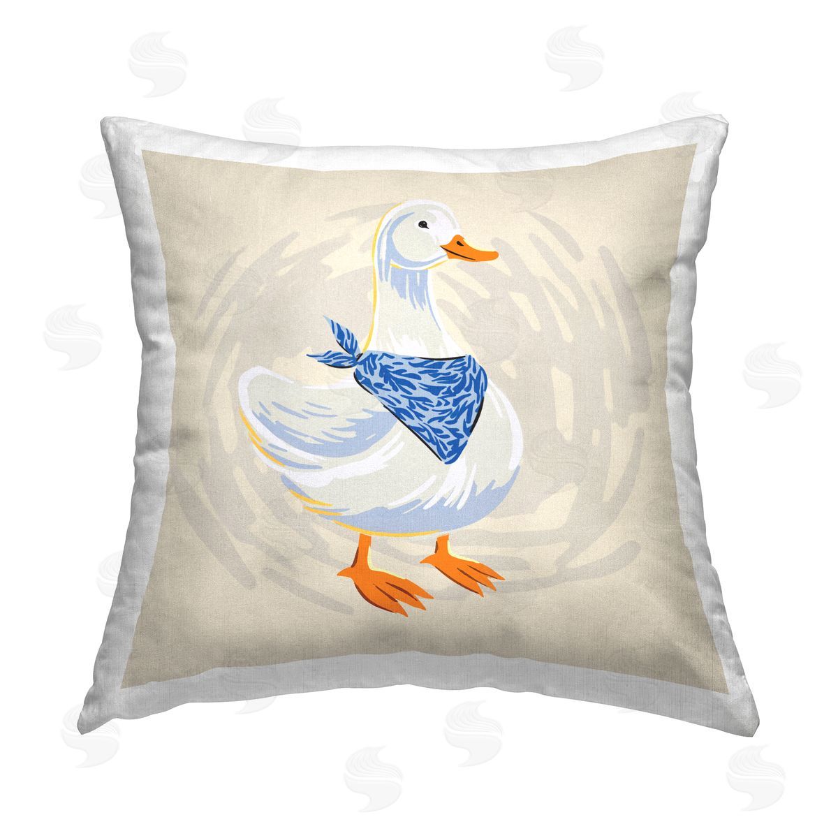 Duck in Blue Bandana Decorative Printed Pillow, Home Decor by Ziwei Li
