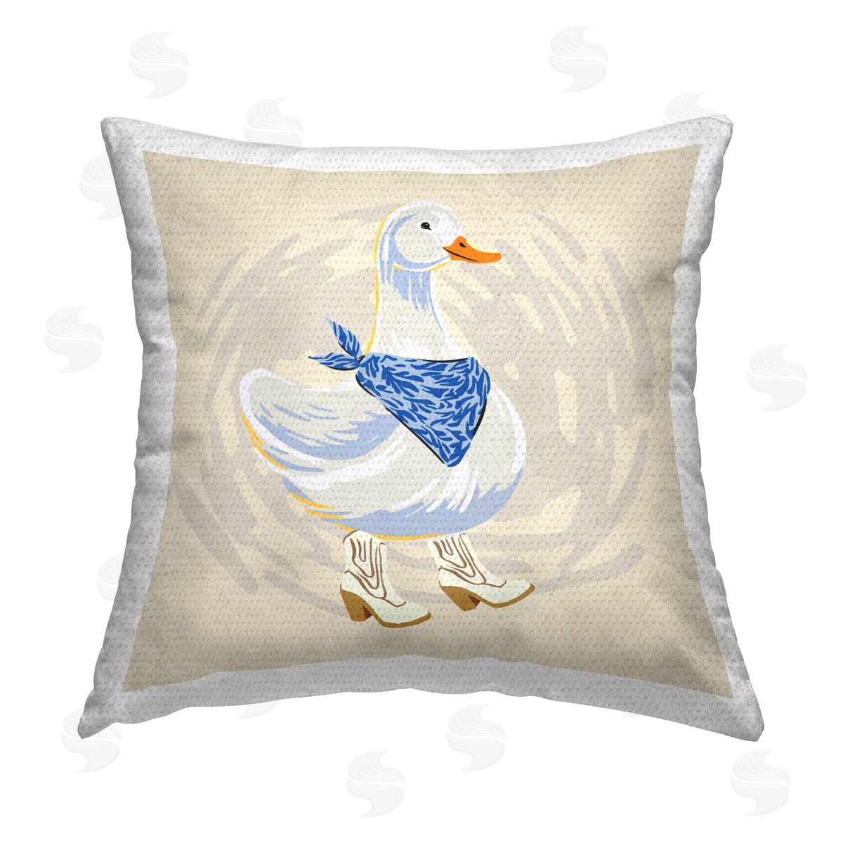 Duck in Cowboy Boots Outdoor Printed Pillow, Home Decor by Ziwei Li