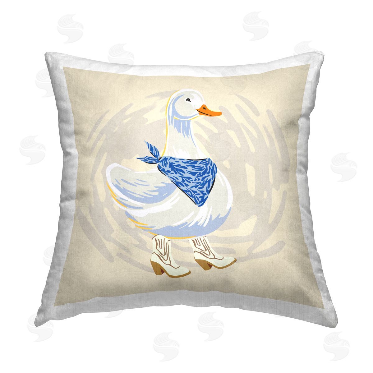 Duck in Cowboy Boots Decorative Printed Pillow, Home Decor by Ziwei Li
