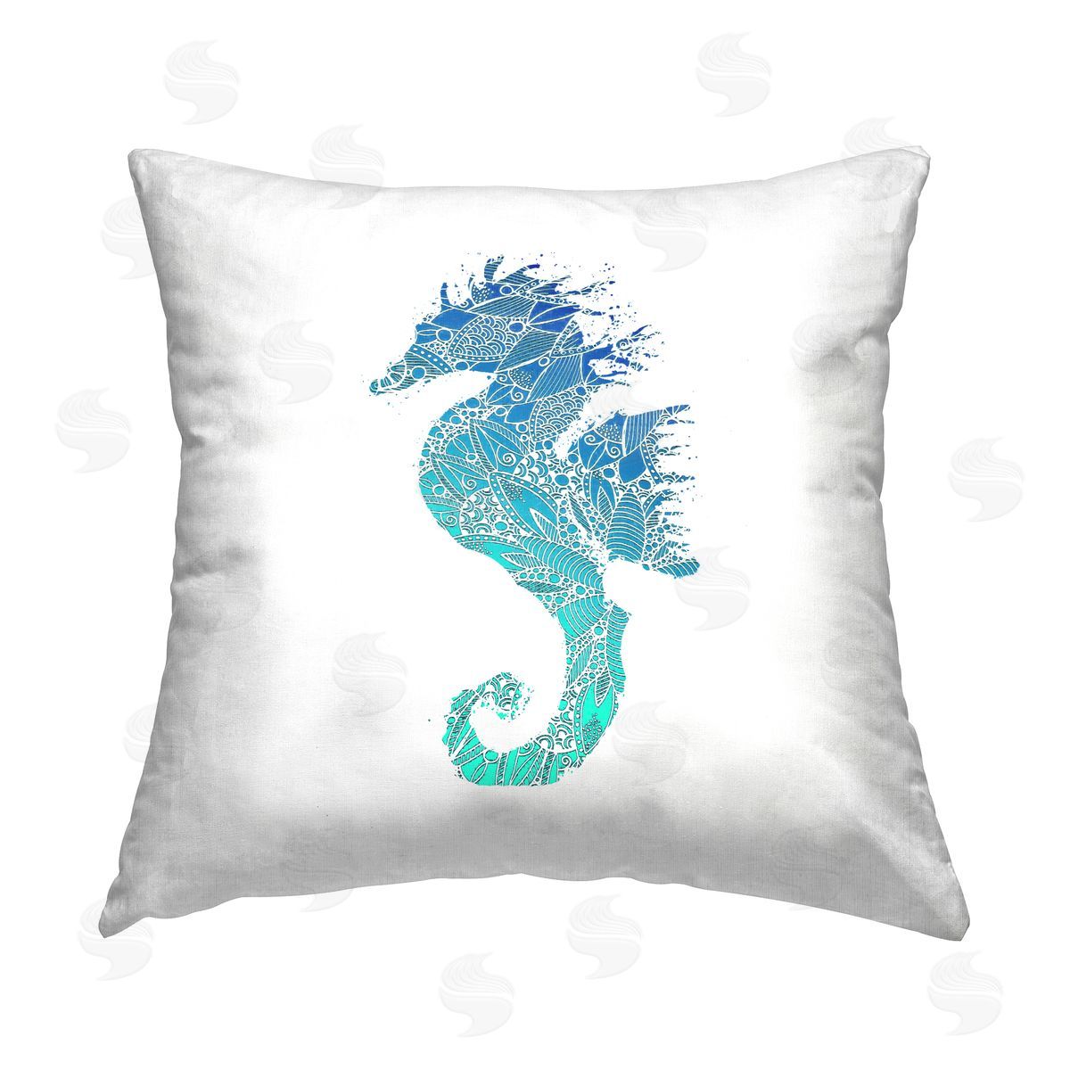 Abstract Patterned Seahorse Decorative Printed Pillow, Home Decor by Sebastian Grafmann