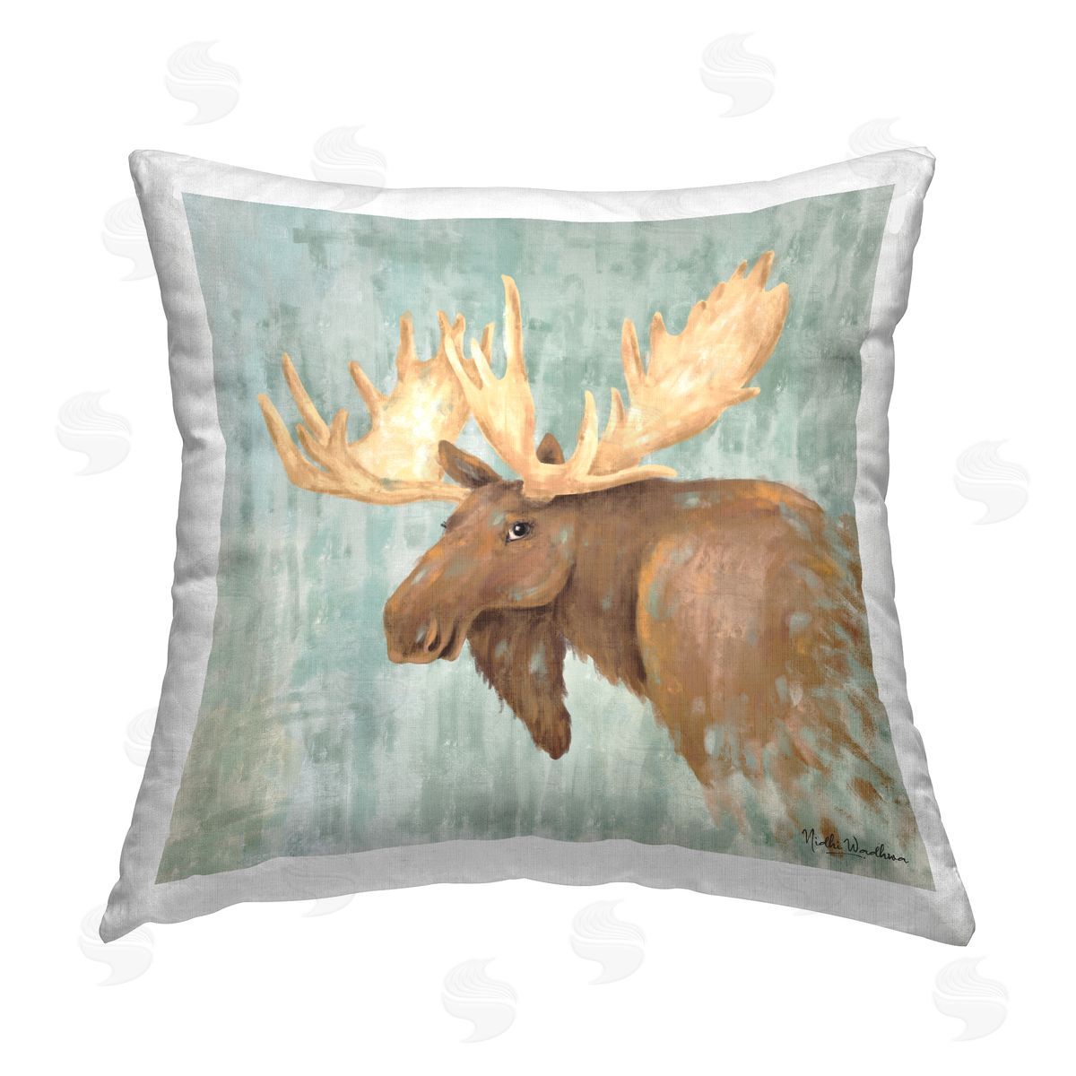 Happy Moose Gazing Decorative Printed Pillow, Home Decor by Nidhi Wadhwa