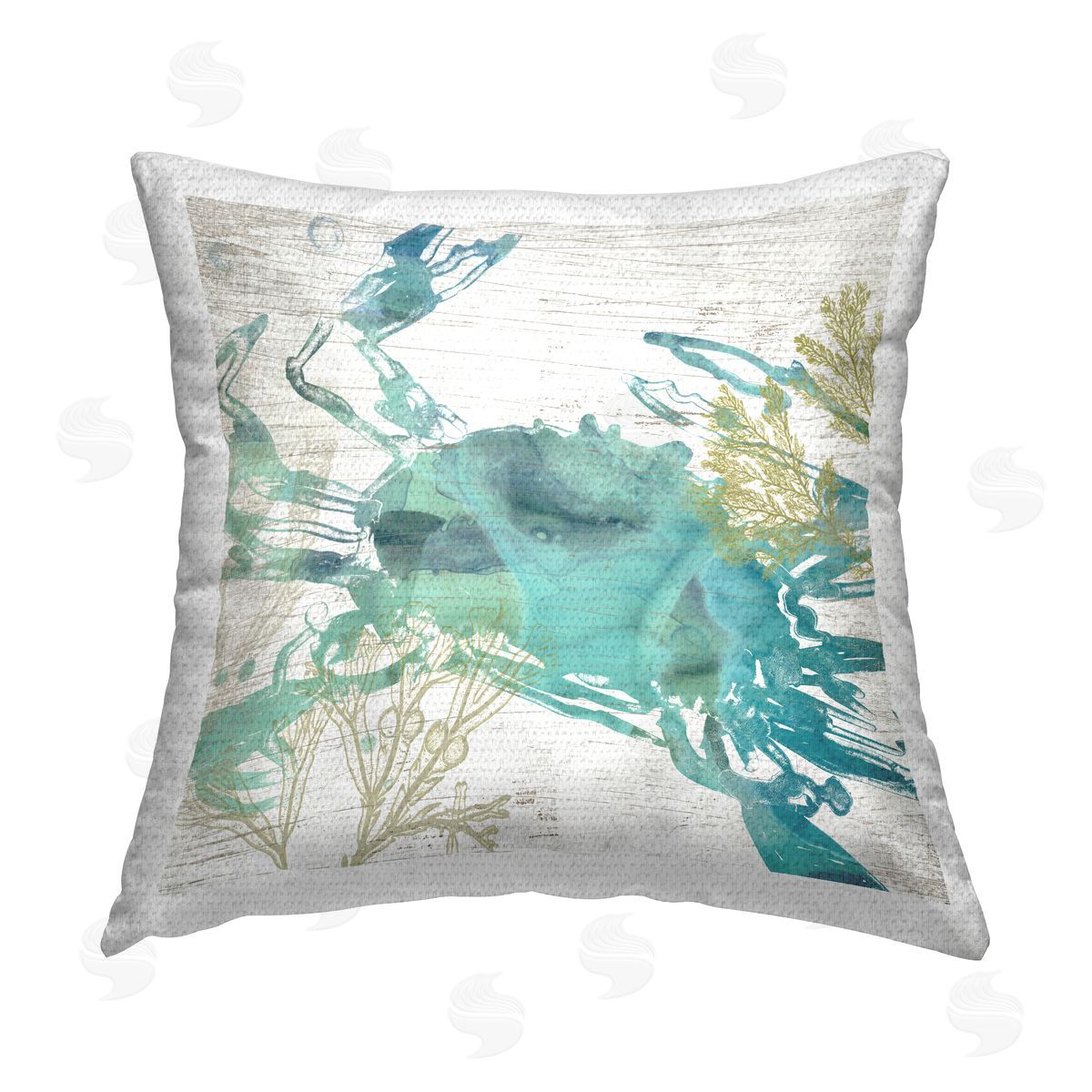 Abstract Blue Crab Outdoor Printed Pillow, Home Decor by June Erica Vess