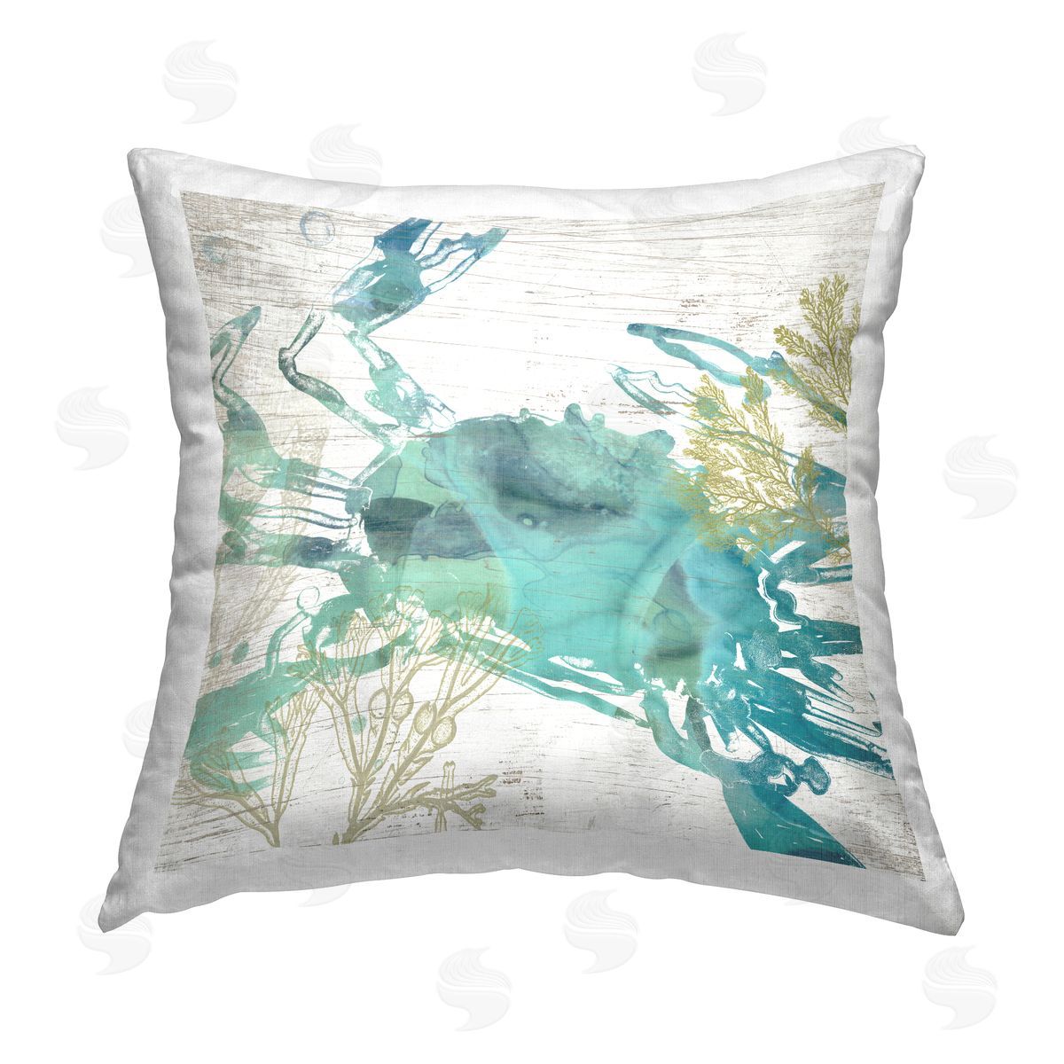 Abstract Blue Crab Decorative Printed Pillow, Home Decor by June Erica Vess