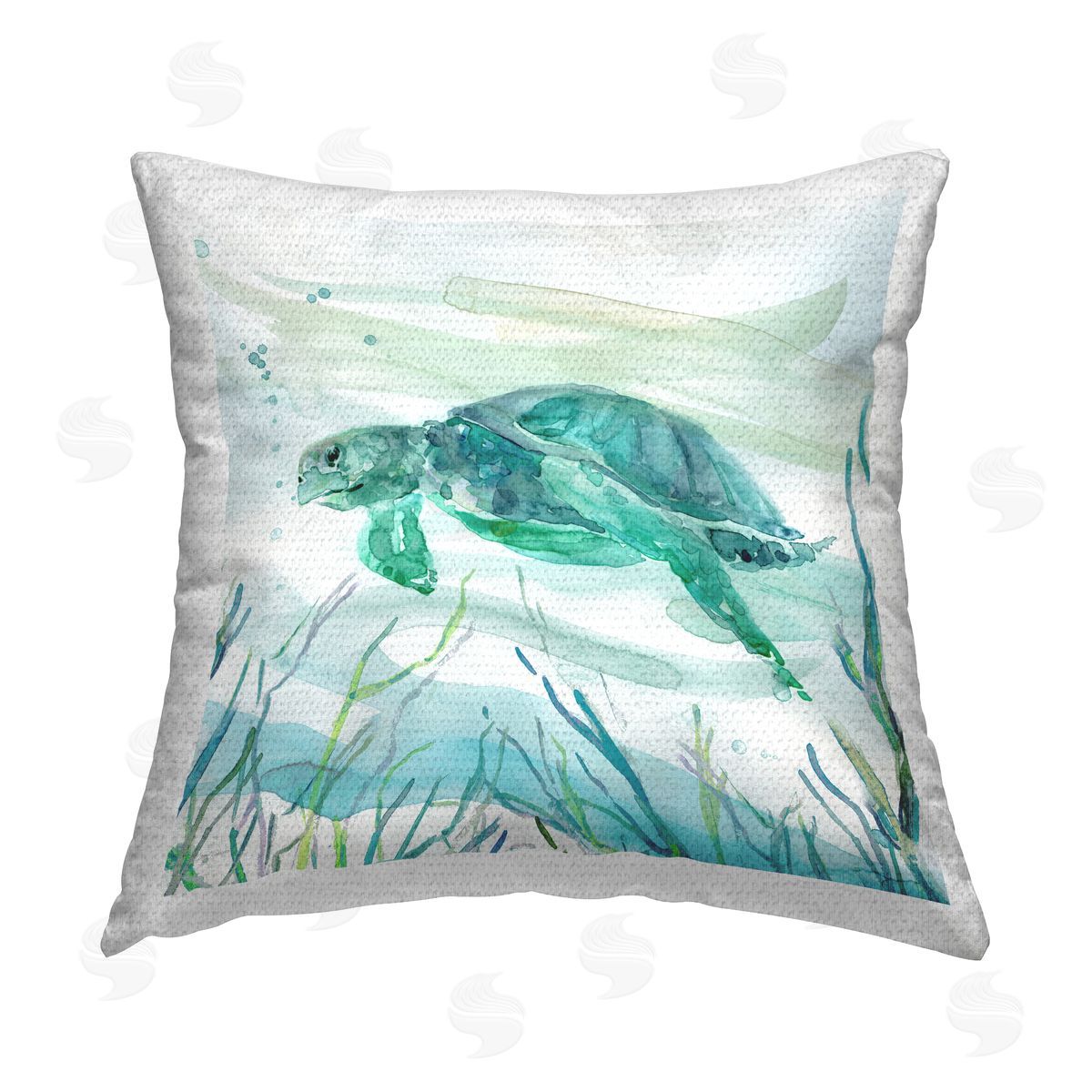 Swimming Sea Turtle Outdoor Printed Pillow, Home Decor by Carol Robinson