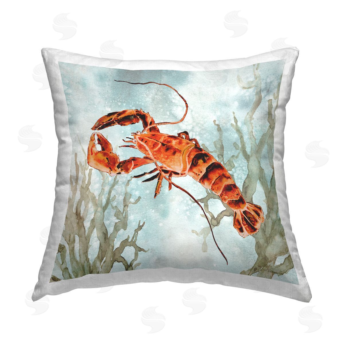 Lobster Swimming Underwater Decorative Printed Pillow, Home Decor by Carol Robinson