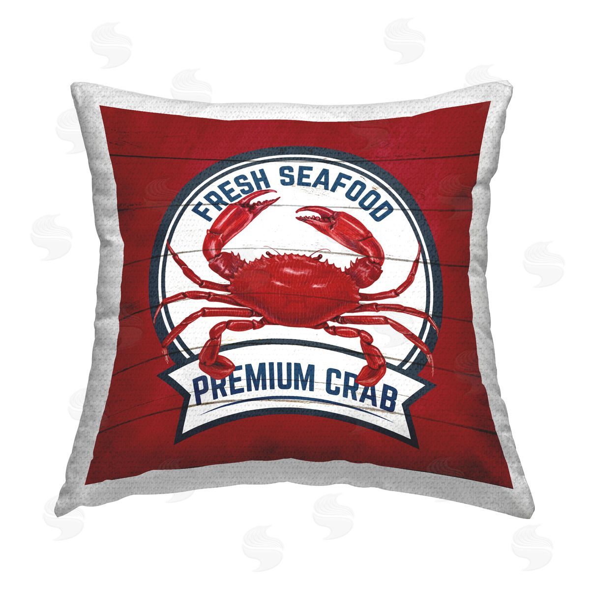 Nautical Fresh Seafood Crab Outdoor Printed Pillow, Home Decor by Kim Allen